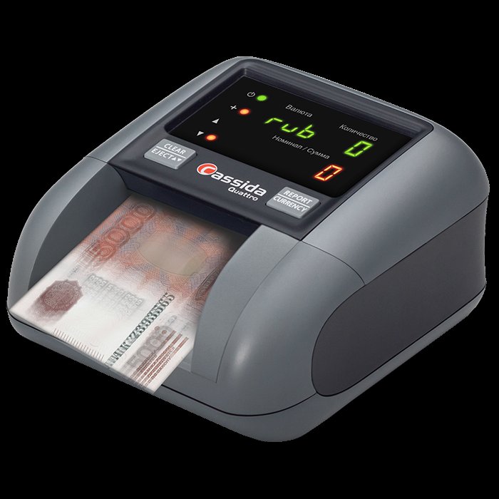Детектор банкнот автоматический Cassida Quattro S с АНТИСТОКС яркий информативный LED дисплей, реальная антистокс детекция, детекции: Антисток с+ ИК +